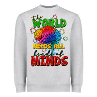 Heather Grey The world needs all kinds of minds Heavyweight Sweatshirt - FaDigitalArtStudio