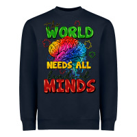 Navy The world needs all kinds of minds Heavyweight Sweatshirt - FaDigitalArtStudio