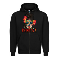 Black chingona latina bun mama Zipper Hoodie - BundleAndBundleShop