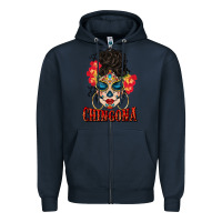 Navy chingona latina bun mama Zipper Hoodie - BundleAndBundleShop