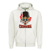 Oatmeal Heather chingona latina bun mama Zipper Hoodie - BundleAndBundleShop