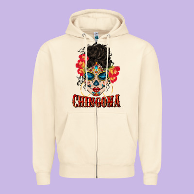 Chingona Latina Bun Mama Zipper Hoodie Designed By Bundleandbundleshop