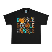Black Gobble Gobble Gobble with Turkey Urban Heavy Tee - texasbilliewilder