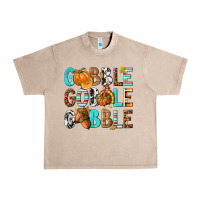 French Oak Gobble Gobble Gobble with Turkey Urban Heavy Tee - texasbilliewilder