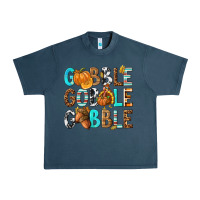 Midnight Navy Gobble Gobble Gobble with Turkey Urban Heavy Tee - texasbilliewilder