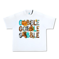 White Gobble Gobble Gobble with Turkey Urban Heavy Tee - texasbilliewilder