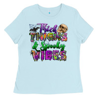 Baby Blue thick thighs and spooky vibes Ladies Tee - BundleAndBundleShop