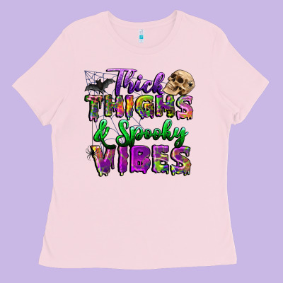 Thick Thighs And Spooky Vibes Ladies Tee Designed By Bundleandbundleshop