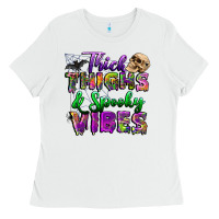 White thick thighs and spooky vibes Ladies Tee - BundleAndBundleShop