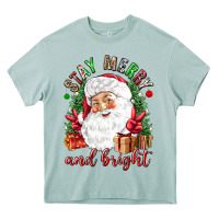 Arona Stay Merry and bright Christmas with santa Heavy Core Tee - NancyCooperArtShop