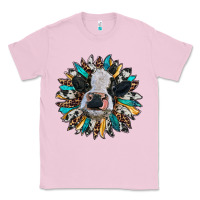 Bubblegum Pink baby cow with sunflower Classic Tee - RanaPortraitStore
