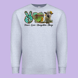 Peace Love Hampshire Sheep Premium Sweatshirt Designed By Lillyallendesigns