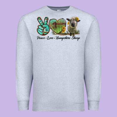 Peace Love Hampshire Sheep Premium Sweatshirt Designed By Lillyallendesigns