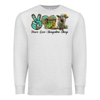 Oatmeal Heather Peace Love Hampshire Sheep Premium Sweatshirt - LillyAllenDesigns