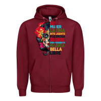 Burgundy sugar skull women hispanic heritage month Zipper Hoodie - BundleAndBundleShop