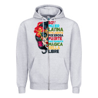 Heather Grey sugar skull women hispanic heritage month Zipper Hoodie - BundleAndBundleShop