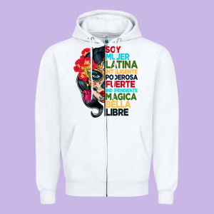Sugar Skull Women Hispanic Heritage Month Zipper Hoodie Designed By Bundleandbundleshop