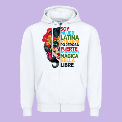 Sugar Skull Women Hispanic Heritage Month Zipper Hoodie Designed By Bundleandbundleshop