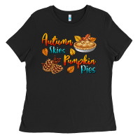 Black Autumn Skies Pumpkin Pies Ladies Tee - BundleAndBundleShop