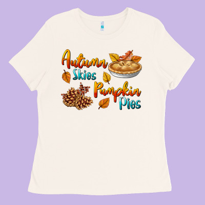 Autumn Skies Pumpkin Pies Ladies Tee Designed By Bundleandbundleshop