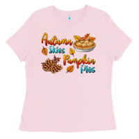 Bubblegum Pink Autumn Skies Pumpkin Pies Ladies Tee - BundleAndBundleShop