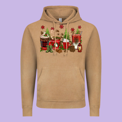 Christmas Coffee Cups Vintage Hoodie Designed By Texasbilliewilder