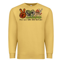 Antique Gold Peace Love White Tailed Buck Deer Premium Sweatshirt - LillyAllenDesigns