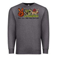 Charcoal Heather Peace Love White Tailed Buck Deer Premium Sweatshirt - LillyAllenDesigns