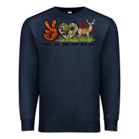 Navy Peace Love White Tailed Buck Deer Premium Sweatshirt - LillyAllenDesigns