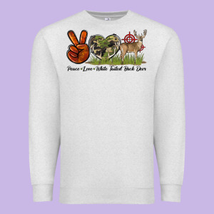 Peace Love White Tailed Buck Deer Premium Sweatshirt Designed By Lillyallendesigns