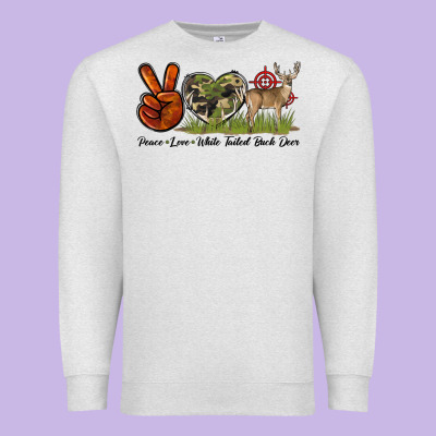 Peace Love White Tailed Buck Deer Premium Sweatshirt Designed By Lillyallendesigns