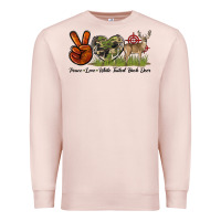 Pale Pink Peace Love White Tailed Buck Deer Premium Sweatshirt - LillyAllenDesigns