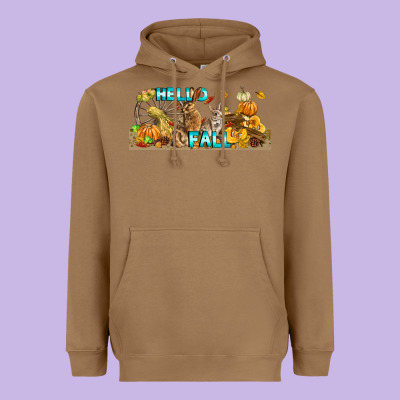 Hello Fall Rabbit Heavyweight Hoodie Designed By Lillyallendesigns