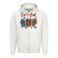Oatmeal Heather let's get lit 1 Zipper Hoodie - BundleAndBundleShop