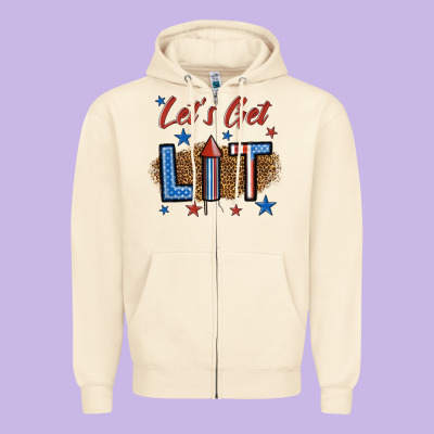 Let's Get Lit 1 Zipper Hoodie Designed By Bundleandbundleshop