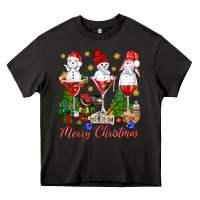 Asphalt Merry Christmas wine and cocktails Heavy Core Tee - NancyCooperArtShop