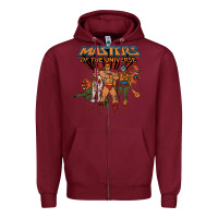 Burgundy he man white color Zipper Hoodie - tuanDangUi