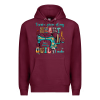 Burgundy i sew a piece of my heart into every quilt i make Premium Hoodie - RanaPortraitStore