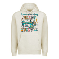 Oatmeal Heather i sew a piece of my heart into every quilt i make Premium Hoodie - RanaPortraitStore