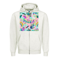 Oatmeal Heather hello kindergarten seamless pattern Zipper Hoodie - BundleAndBundleShop