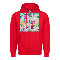 Red hello kindergarten seamless pattern Zipper Hoodie - BundleAndBundleShop
