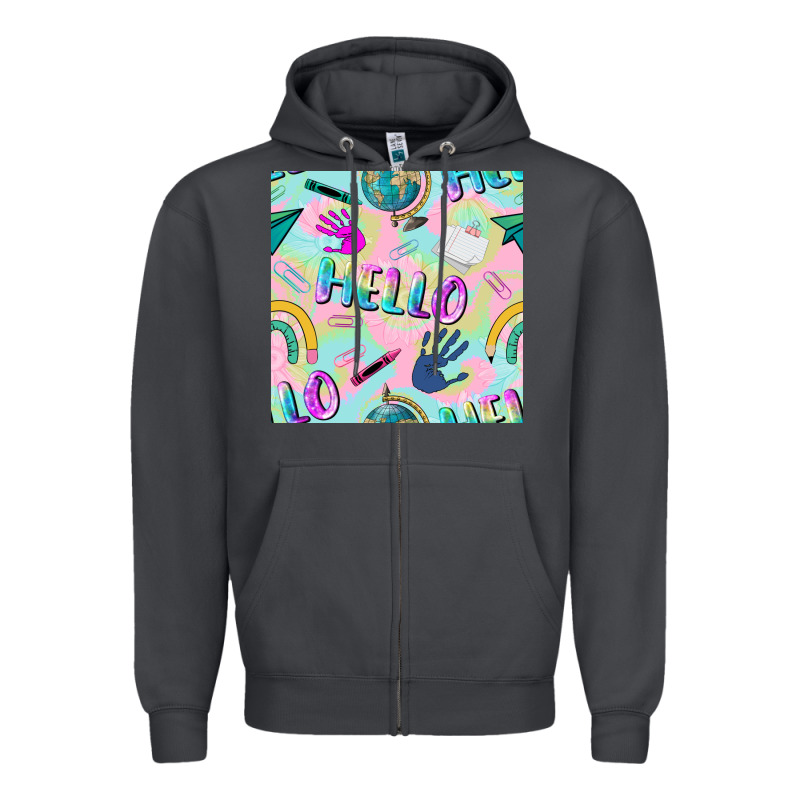 Hello Kindergarten Seamless Pattern Zipper Hoodie by BundleAndBundleShop | Teevron