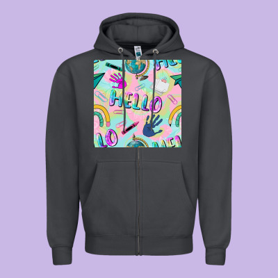 Hello Kindergarten Seamless Pattern Zipper Hoodie Designed By Bundleandbundleshop