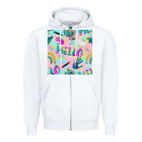 White hello kindergarten seamless pattern Zipper Hoodie - BundleAndBundleShop