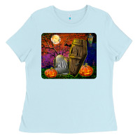 Baby Blue headstone and coffin mousepad Ladies Tee - BundleAndBundleShop