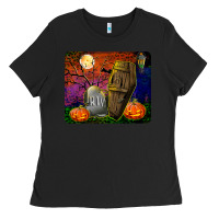 Black headstone and coffin mousepad Ladies Tee - BundleAndBundleShop