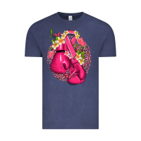 Vintage Denim cancer boxing gloves with ribbon Vintage Tee - NancyCooperArtShop