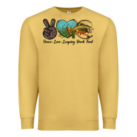 Antique Gold Peace Love Leaping Brook Trout Premium Sweatshirt - LillyAllenDesigns