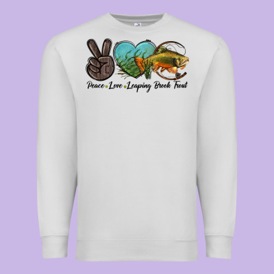 Peace Love Leaping Brook Trout Premium Sweatshirt Designed By Lillyallendesigns