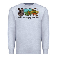 Heather Grey Peace Love Leaping Brook Trout Premium Sweatshirt - LillyAllenDesigns